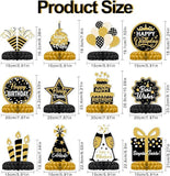 12 Pieces Black and Gold Birthday Table Decorations Honeycomb Centerpieces