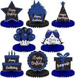 8 Pieces Blue and Black Birthday Table Centerpieces Honeycomb Decorations