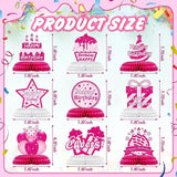 9 Pieces Pink Birthday Table Centerpieces Honeycomb Party Decorations for Adults