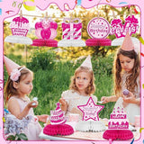 9 Pieces Pink Birthday Table Centerpieces Honeycomb Party Decorations for Adults