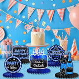 9 Pieces Blue Neon Birthday Table Centerpieces Honeycomb Party Decorations for Adults
