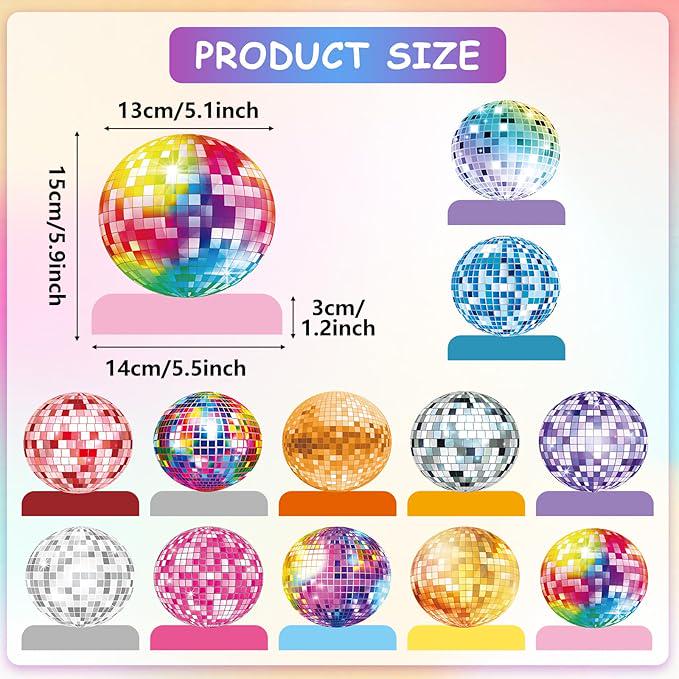 12 Pieces Disco Ball Table Centerpieces Honeycomb Party Decorations for 70s 80s Theme