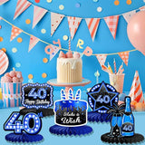 9 Pieces Blue Neon 40th Birthday Table Centerpieces Honeycomb Party Decorations