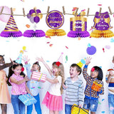 9 Pieces Purple and Gold Birthday Table Centerpieces Honeycomb Decorations