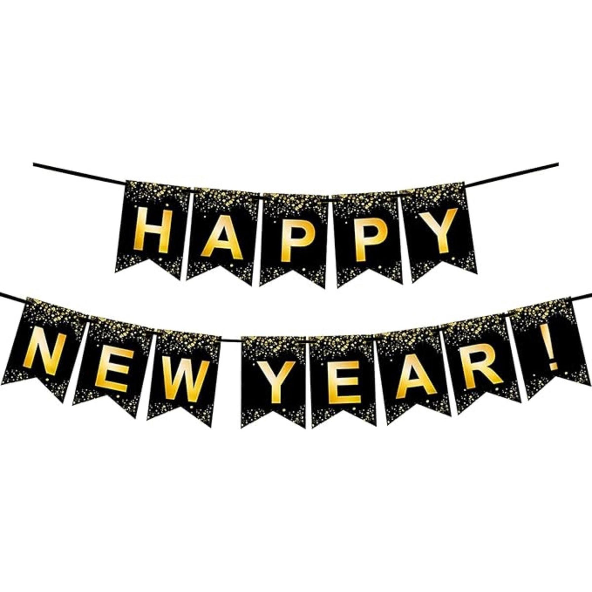 Black and Gold Starlight New Year Banner