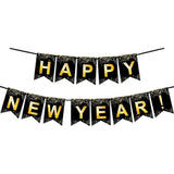 Black and Gold Starlight New Year Banner