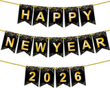 Happy New Year 2026 Banner, Large Foil Party Sign