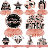 Rose Gold Birthday Honeycomb Table Centerpieces for Girls and Women