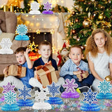 Winter Wonderland Party Honeycomb Centerpieces Blue Purple Snowflake Decor