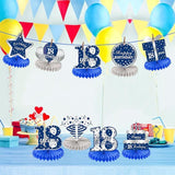 18th Birthday Honeycomb Centerpieces Blue Silver Table Decorations Party Supplies