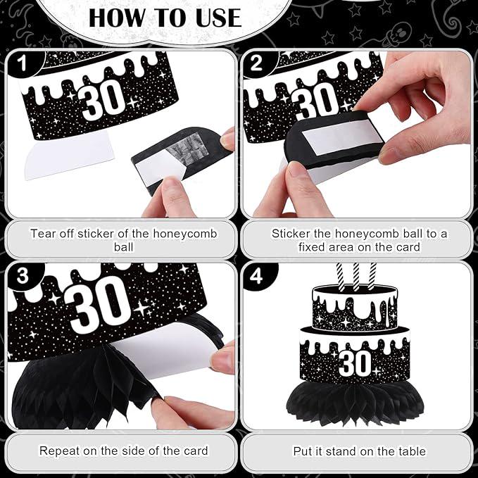 RIP to My 20s Birthday Black White Honeycomb Centerpieces Table Decorations