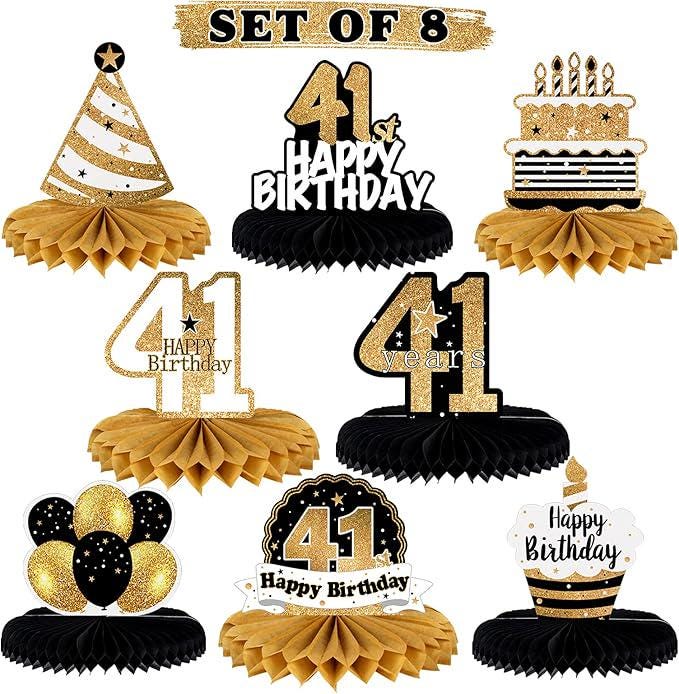 Happy 41st Birthday Honeycomb Table Centerpieces Party Decorations