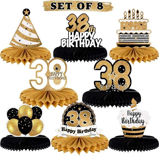 Happy 38th Birthday Honeycomb Table Centerpieces Party Decorations