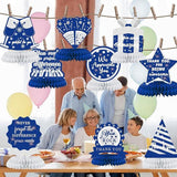 9PCS Appreciation Honeycomb Centerpieces Blue Silver Thank You Party Table Decor
