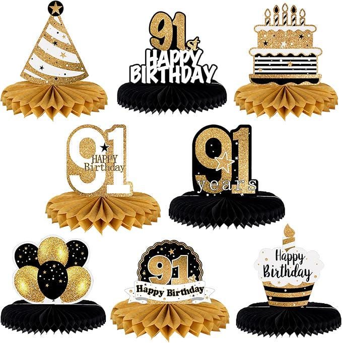 Happy 91st Birthday Honeycomb Table Centerpieces Party Table Decorations