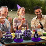 9PCS Purple Black 40th Birthday Honeycomb Table Centerpieces Party Decor