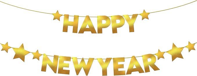 Gold Happy New Year Banner 10 Feet New Years Eve Party Decorations 2026