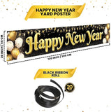 Large Happy New Year Banner 2026 120x20 Inch Yard Sign and Party Decor