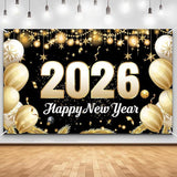 Extra Large Happy New Year Banner 2026 70x43 Inches Backdrop Party Decor