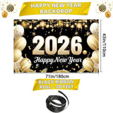 Extra Large Happy New Year Banner 2026 70x43 Inches Backdrop Party Decor