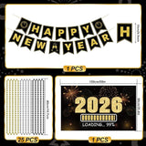 Happy New Year Party Supplies Kit 2026 for 50 Guests with Banner and Decor