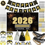 New Years Eve Party Supplies Kit 2026 for 96 Guests with Banner and Decor