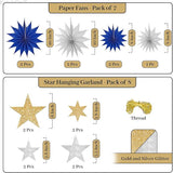 Glitter Happy New Year Banner Pack of 17 Garland Stars and Paper Fans 2026