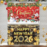 Christmas and New Year 2026 Banner Backdrop (70x43 Inch)
