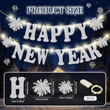 Silver Happy New Year Banner 2026 Lighted Glitter Decor for Party and Home
