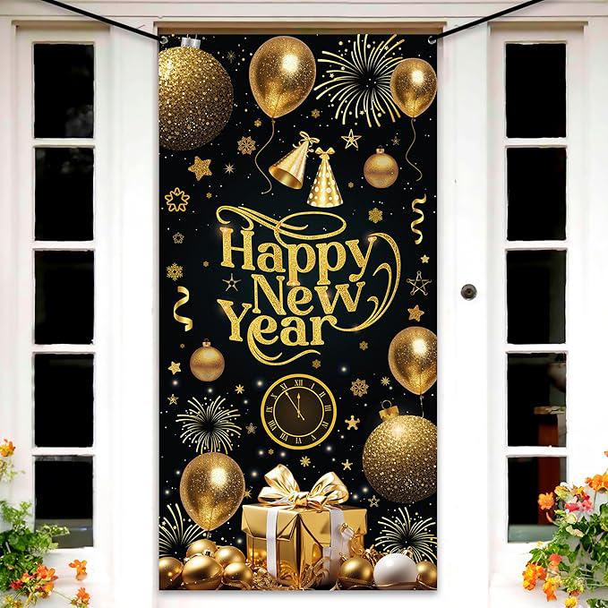 XL Happy New Year Door Cover Banner 2026 NYE Party Decorations