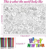 Happy New Year Coloring Poster 2026 Jumbo Banner with 24 Paint Pens for Kids