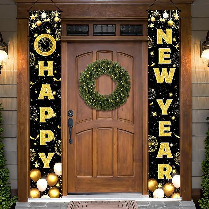 XL Happy New Year Door Banner 72x12 Inch Porch NYE Party Decorations 2026