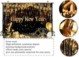 7x5FT Happy New Year Backdrop 2026 Gold Glitter Black and Gold Party Decor