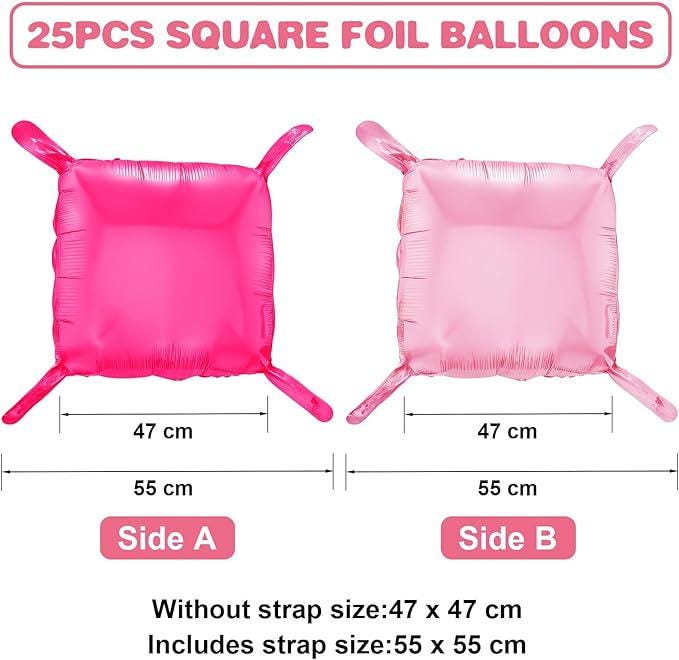 Hot Pink Foil Balloon Wall 25 Pcs Double Sided Party Decorations