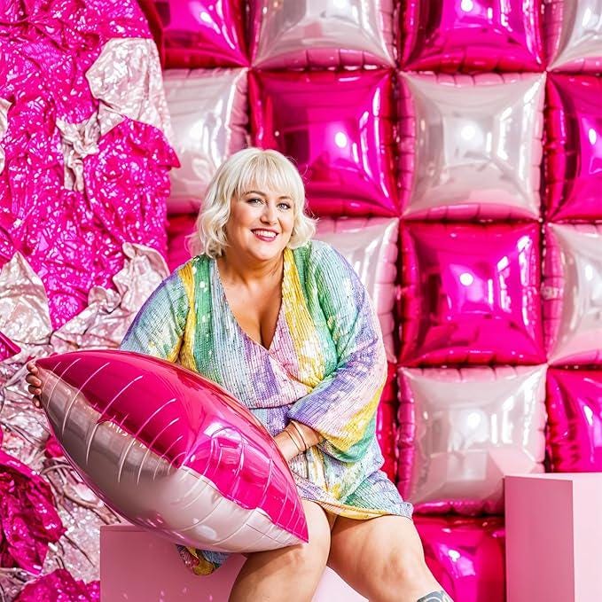 Hot Pink Foil Balloon Wall 25 Pcs Double Sided Party Decorations