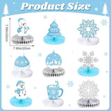 9 Pcs Winter Table Honeycomb Centerpieces Snowflake Theme Party Decorations Blue