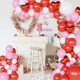 Red Pink Balloon Arch Kit Different Sizes Foil Heart Valentines Birthday Wedding Decor