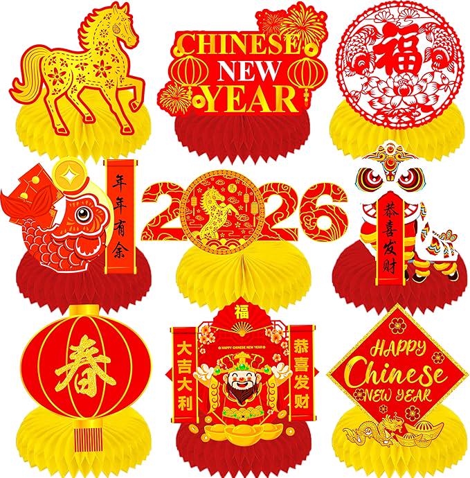 10 Pcs Chinese New Year 2026 Table Centerpieces Year of the Horse Decor