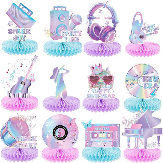 12 Pcs Iridescent New Year 2026 Table Centerpieces Eve Party Decor