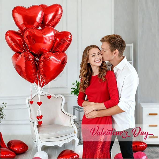 Heart Shaped Red Foil Balloons 15 Pack 18 Inch Valentines Day Party Decor