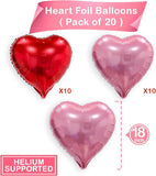 Pink Red Heart Balloons 20PCS 18 Inch Valentines Birthday Wedding Anniversary Party