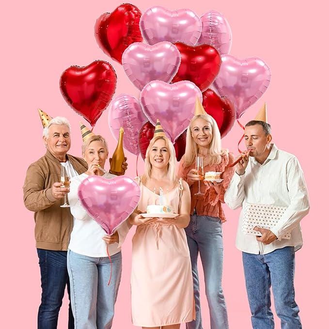Pink Red Heart Balloons 20PCS 18 Inch Valentines Birthday Wedding Anniversary Party
