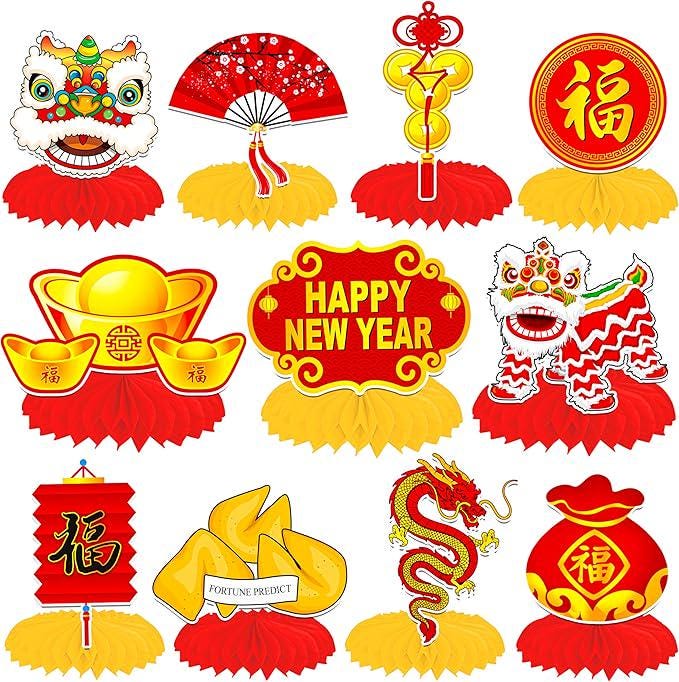 2026 Chinese New Year Honeycomb Centerpieces 11pcs Lunar Festival Table Decor