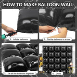 25pcs Black Square Foil Balloons Wall Backdrop Balloon Arch Kit for 2026 Party Decorations