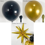 152PCS Black Gold Balloon Arch Metallic Balloons Party Graduation New Year Garland Kit