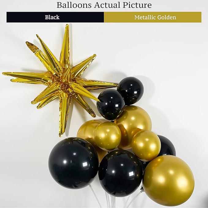 152PCS Black Gold Balloon Arch Metallic Balloons Party Graduation New Year Garland Kit