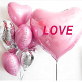 Pink Silver Heart Balloons 12 Pcs 18 Inch Valentines Wedding Romantic Party Decor