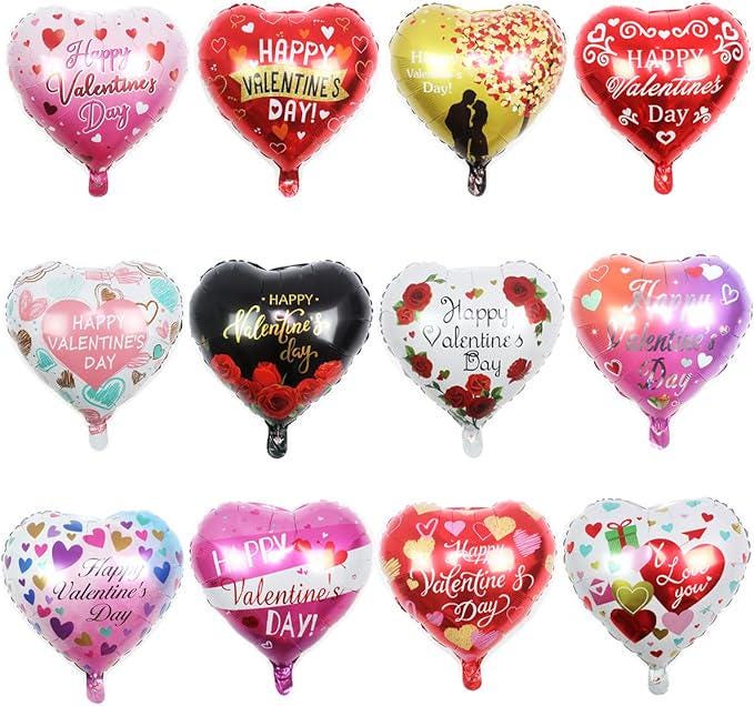 12 Pcs Valentines Day Heart Balloons I Love You 18 Inch Wedding Birthday Party Decor