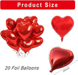 20 Pcs Red Heart Balloons 18 Inch Foil Love Balloons for Wedding Party