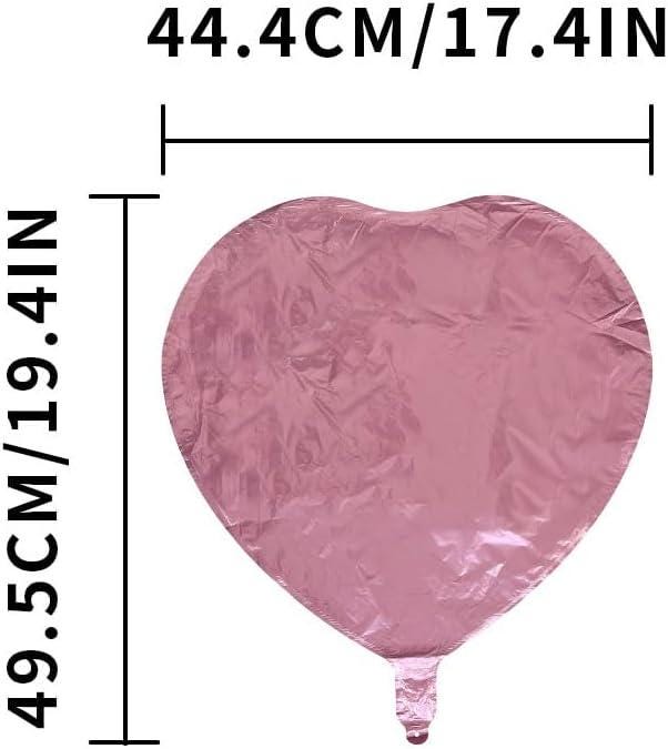12 Pcs 18 Inch Heart Balloons Pink Foil Love Balloons for Wedding Party